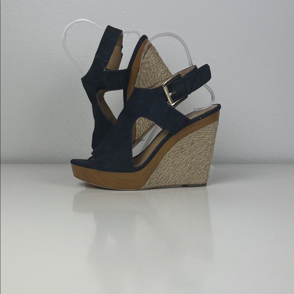 MICHAEL Michael Kors Dark Blue and Tan Wedges